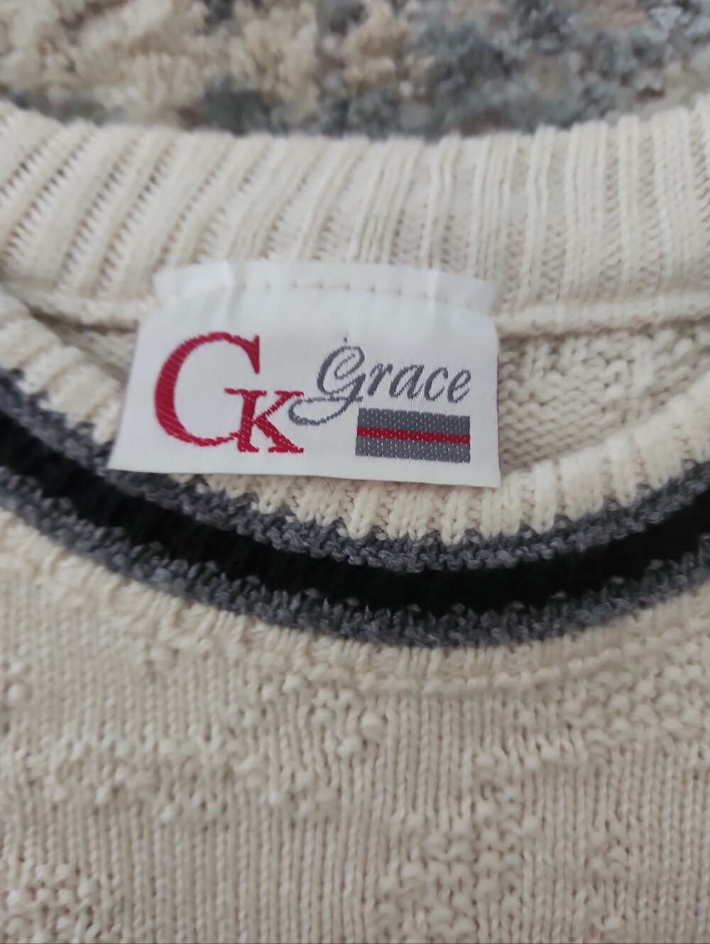Vintage CK Grace Canada 100% Cotton Horse Rabbit Embroidered Knit Cottagecore - Picture 2 of 7